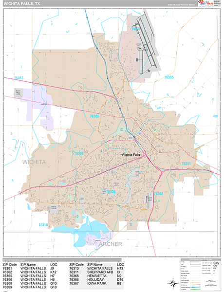 Wichita Falls, TX Zip Code Map